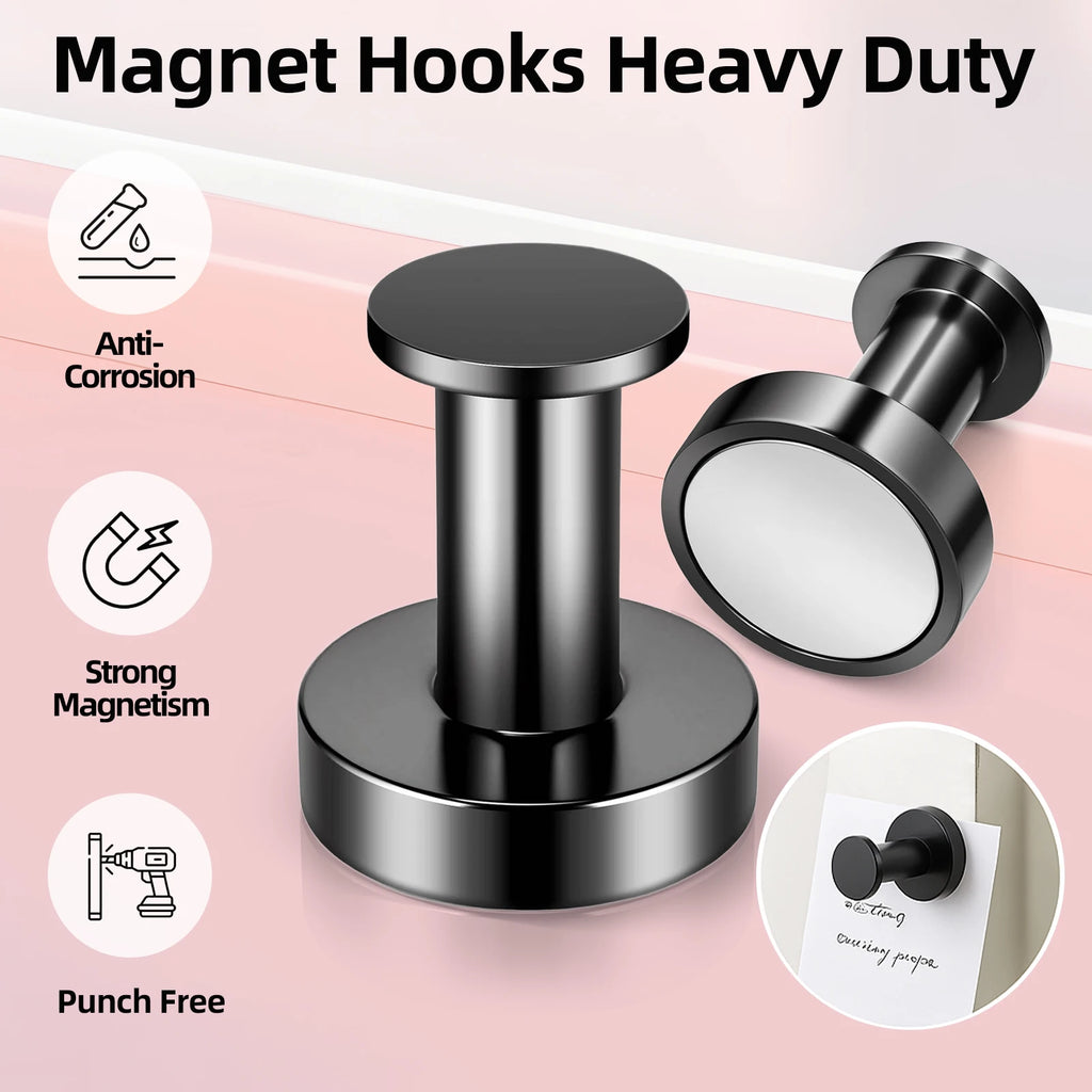 Magnetic Hooks -  Heavy Duty Round Metal Pack for Hanging Bags and Outerwear