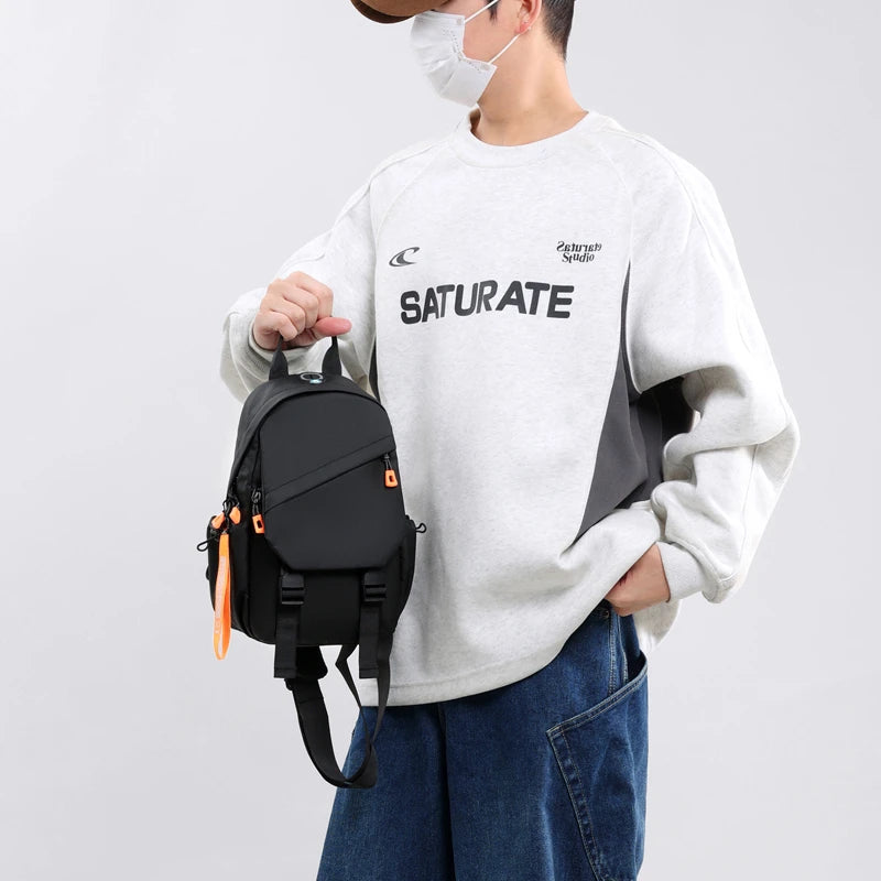 Waterproof Nylon Crossbody Bag - Men's Chest Sling Backpack, Compact Shoulder Messenger Bag, Travel & Outdoor Hiking Pack