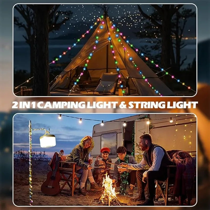 Camping Light String Outdoor Light String Durable Waterproof USB Charging Portable Camping Light Suitable for Courtyard Hiking