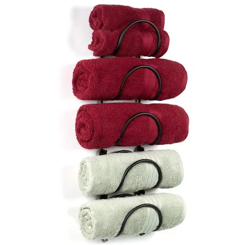 2-6Pcs Wall Mounted Towel Rack with Hooks