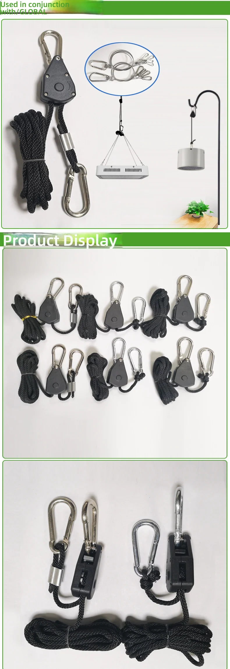 Tent Guy Rope, Heavy Duty Windproof Camping Rope with Reflective Strips