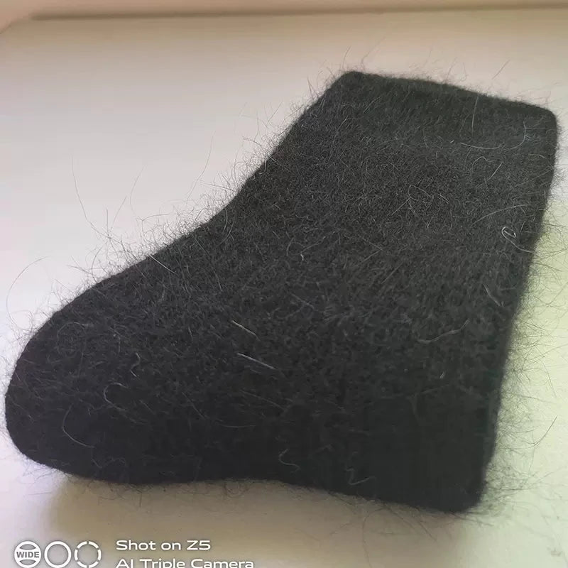 Wool Socks for Women Autumn Winter Medium Tube Socks Thickened With Wool Warm Rabbit Hair Socks Winter Black Cashmere Stockings