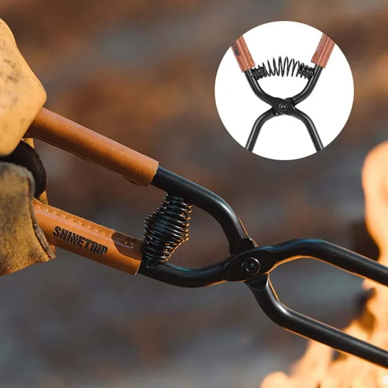 ShineTrip New Outdoor Camping Fire Poker Thickened anti-scald carbon steel fire poker Picnic BBQ lightweight portable