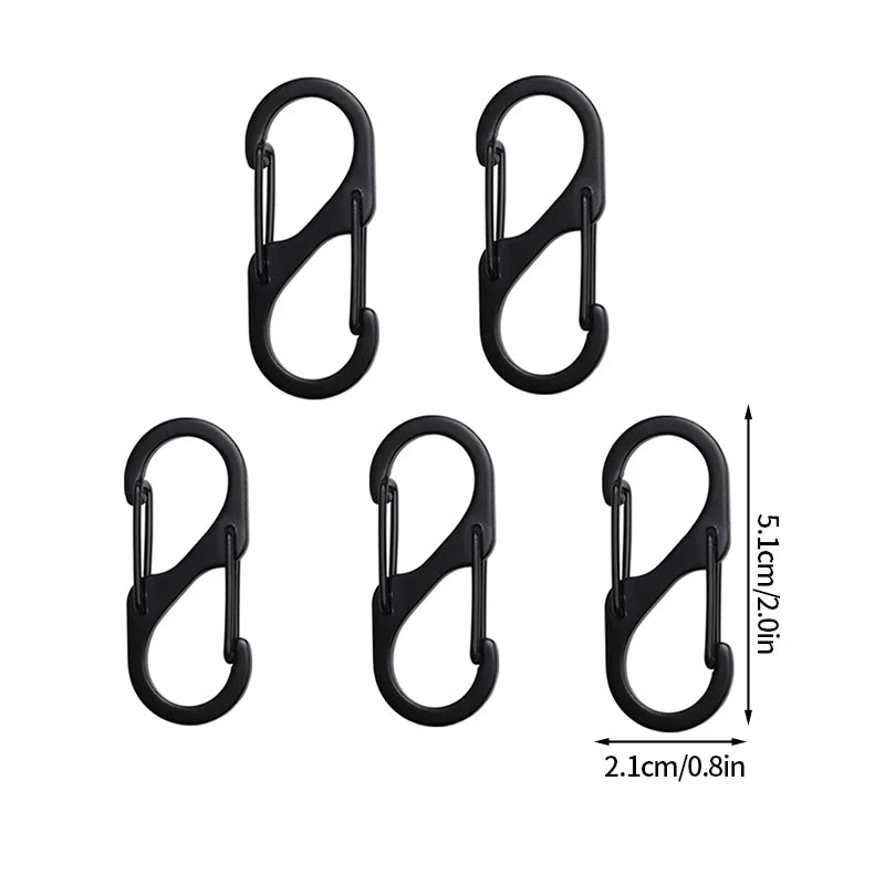 5PCS Tactical S Type Carabiner Camping Equipment Anti-Theft Aluminium Alloy Carabiner Mini Keychain Hook Hiking Backpack Buckle