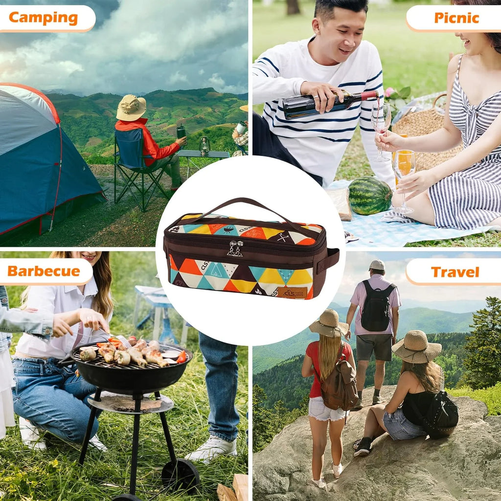 Camping Travel Cooking Utensils Storage Bag, Travel Bag, Portable BBQ Camping Cookware Kitchen Toolkit