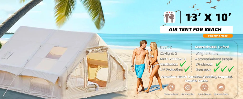 129 Sqft Large inflatable tent with Tarp,8 Person