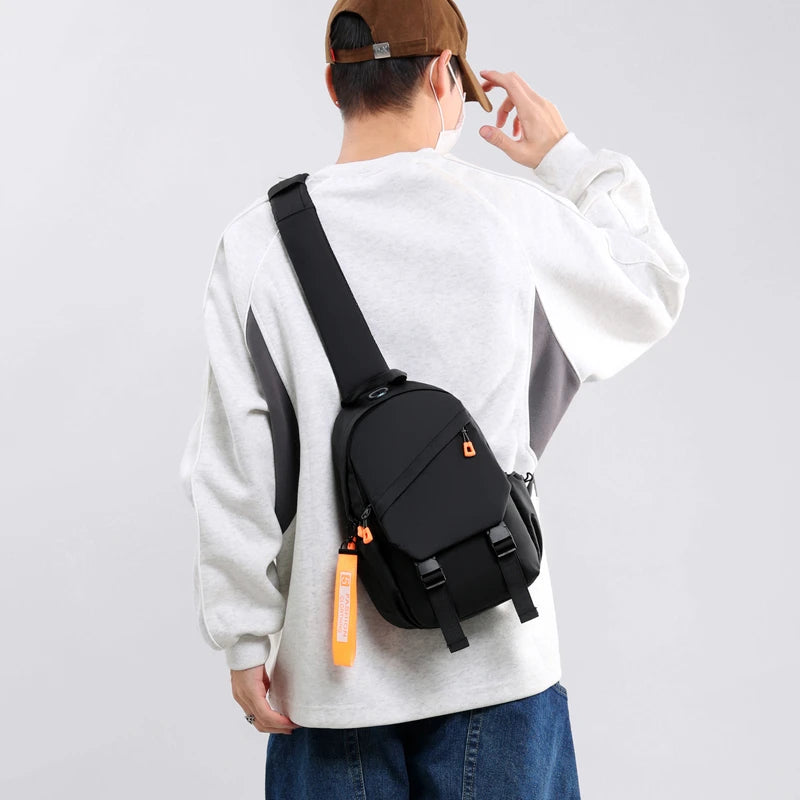 Waterproof Nylon Crossbody Bag - Men's Chest Sling Backpack, Compact Shoulder Messenger Bag, Travel & Outdoor Hiking Pack