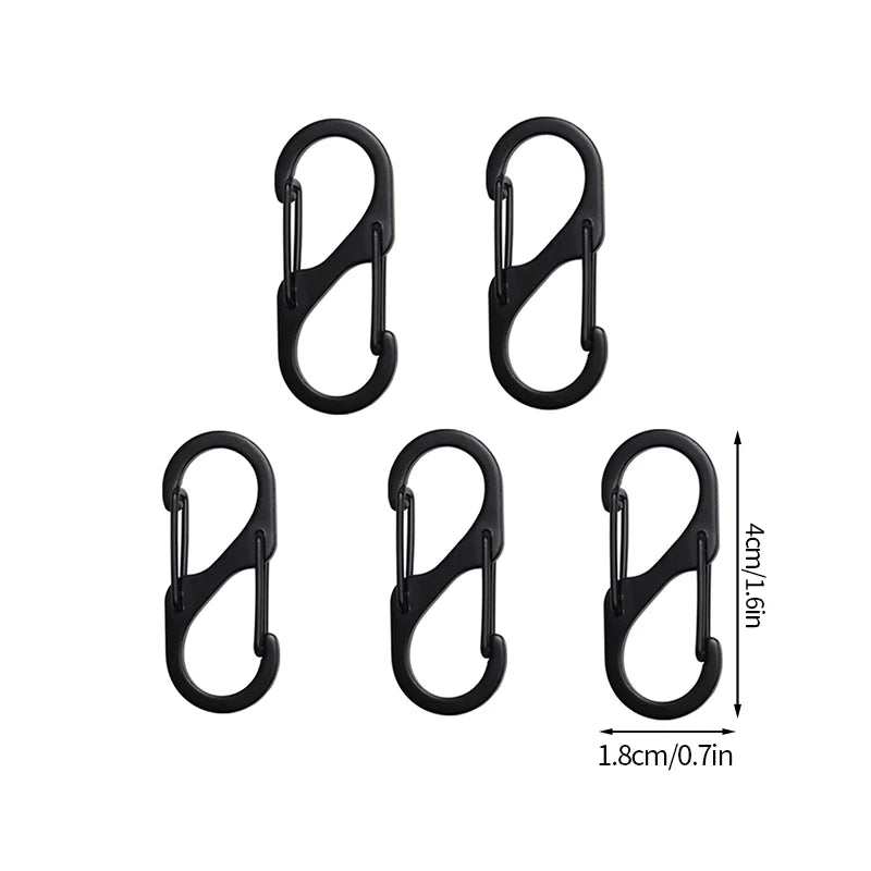 5PCS Tactical S Type Carabiner Camping Equipment Anti-Theft Aluminium Alloy Carabiner Mini Keychain Hook Hiking Backpack Buckle
