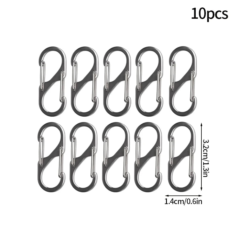 5PCS Tactical S Type Carabiner Camping Equipment Anti-Theft Aluminium Alloy Carabiner Mini Keychain Hook Hiking Backpack Buckle