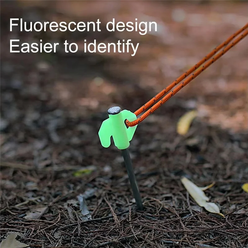 10 Pcs Tent Pegs Set Florescent Metal Stakes