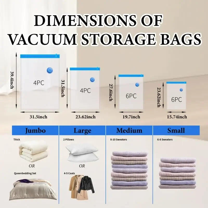 Vacuum Storage Bags or 1Pcs Pump, Vacuum Seal Bag Space Saving Bags