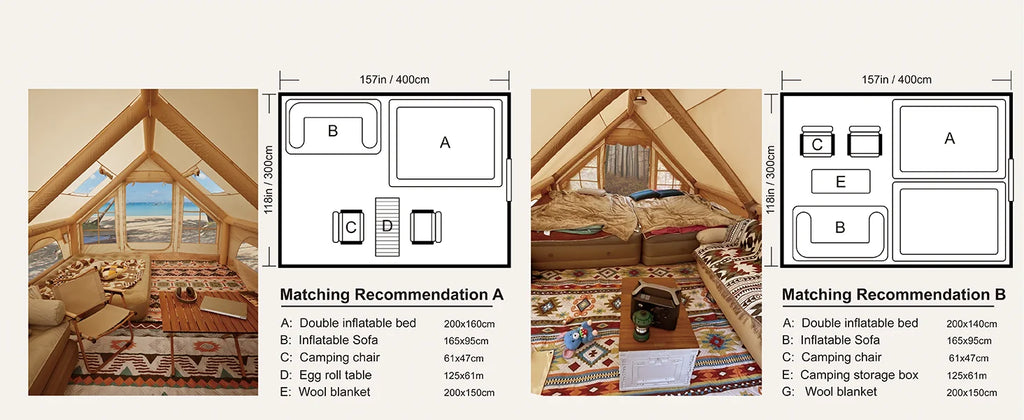 129 Sqft Large inflatable tent with Tarp,8 Person