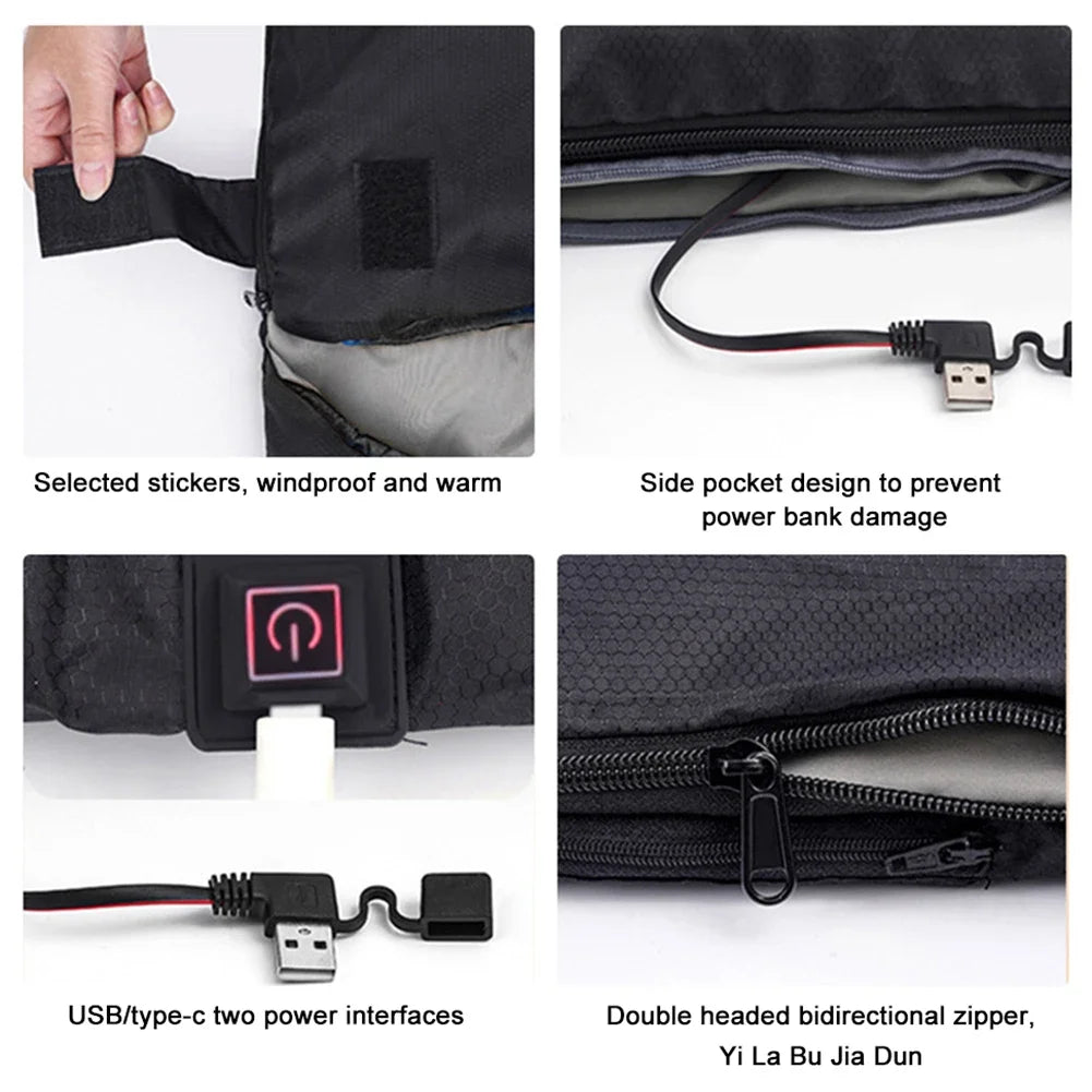 USB Heated Winter Camping Sleeping Bag