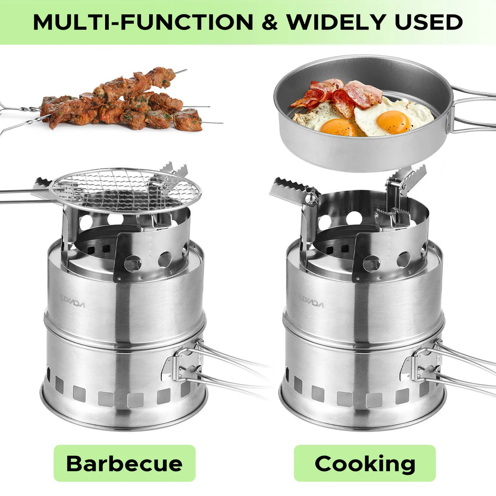 Portable Camping Stove Alcohol Wood Burning Survival Stove for Outdoor Backpacking Picnics and BBQs Small Dual Fuel Camp Stove