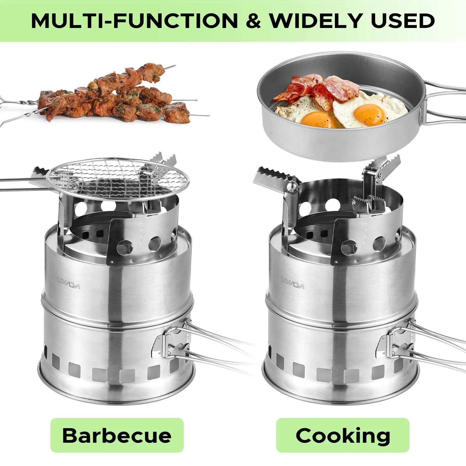 Portable Camping Stove Alcohol Wood Burning Survival Stove for Outdoor Backpacking Picnics and BBQs Small Dual Fuel Camp Stove