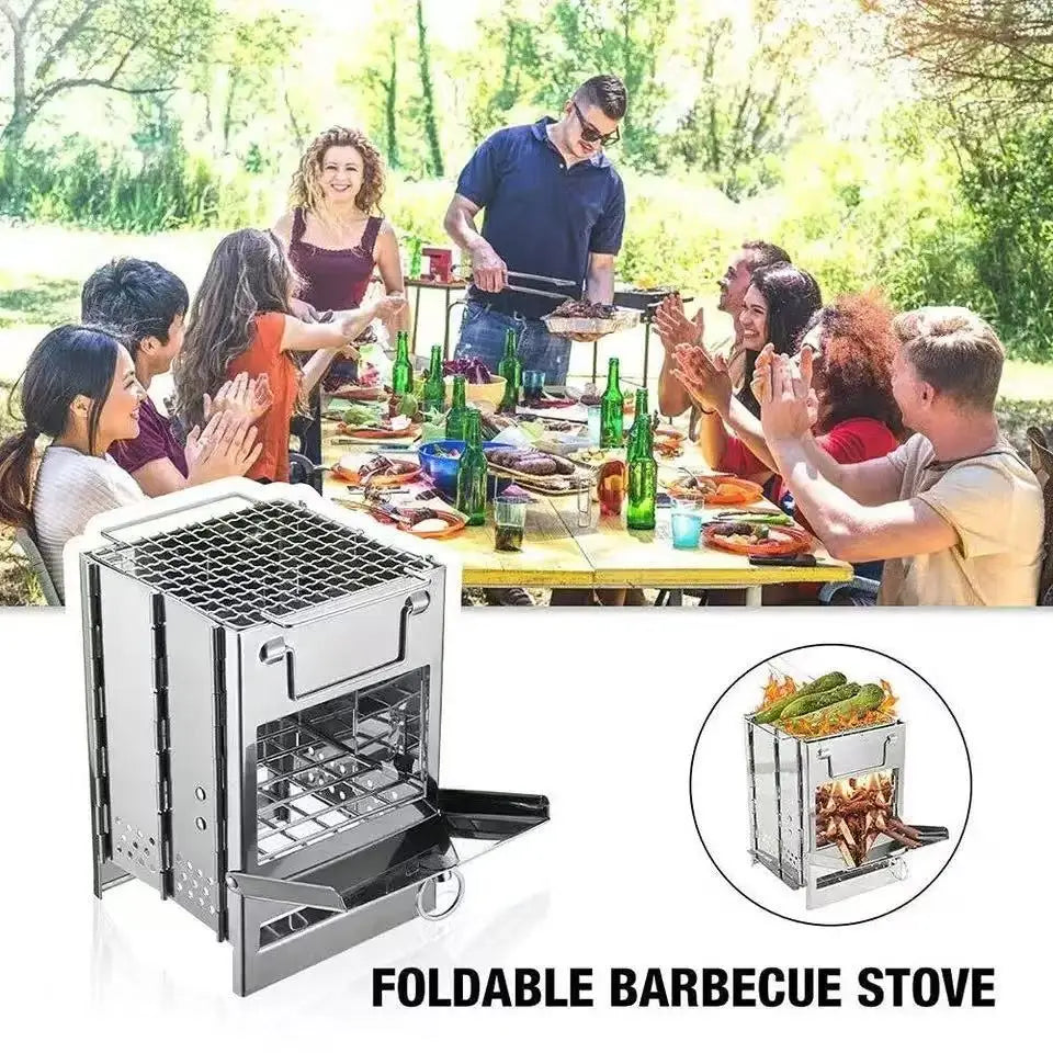 Camping Wood Burning Stove Portable Folding Camp Stove Collapsible Stove Campfire Stove for Outdoor Cooking Picnic Hiking BBQ