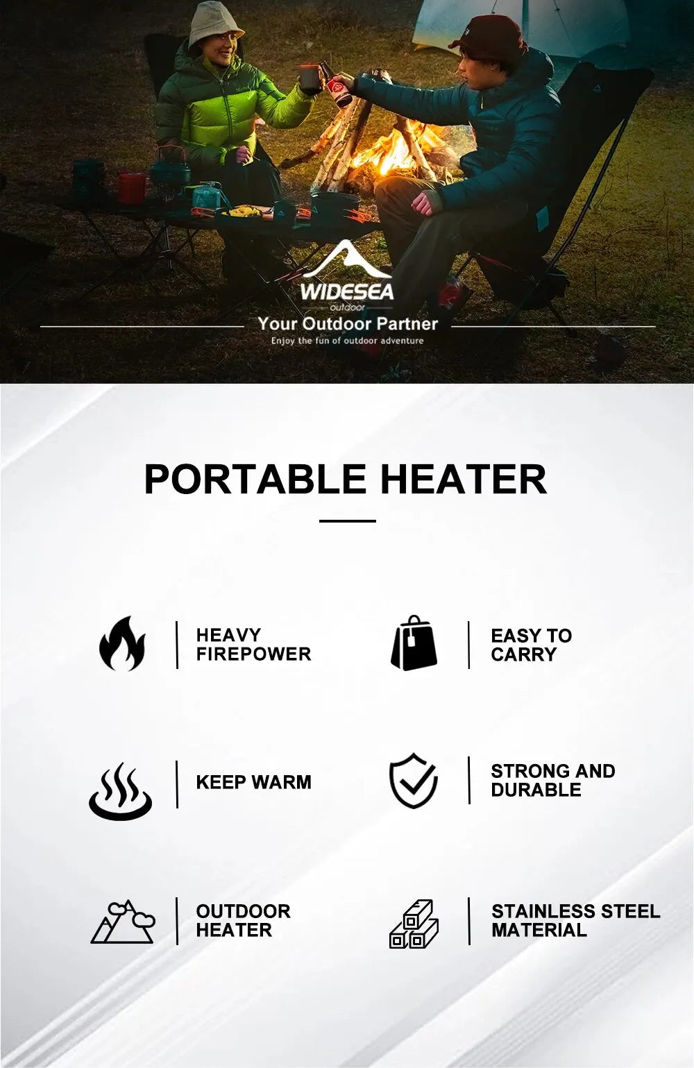 Portable Stainless Steel Fireplace for Winter