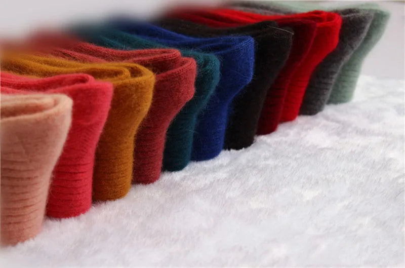 Wool Socks for Women Autumn Winter Medium Tube Socks Thickened With Wool Warm Rabbit Hair Socks Winter Black Cashmere Stockings