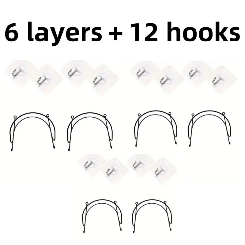 2-6Pcs Wall Mounted Towel Rack with Hooks