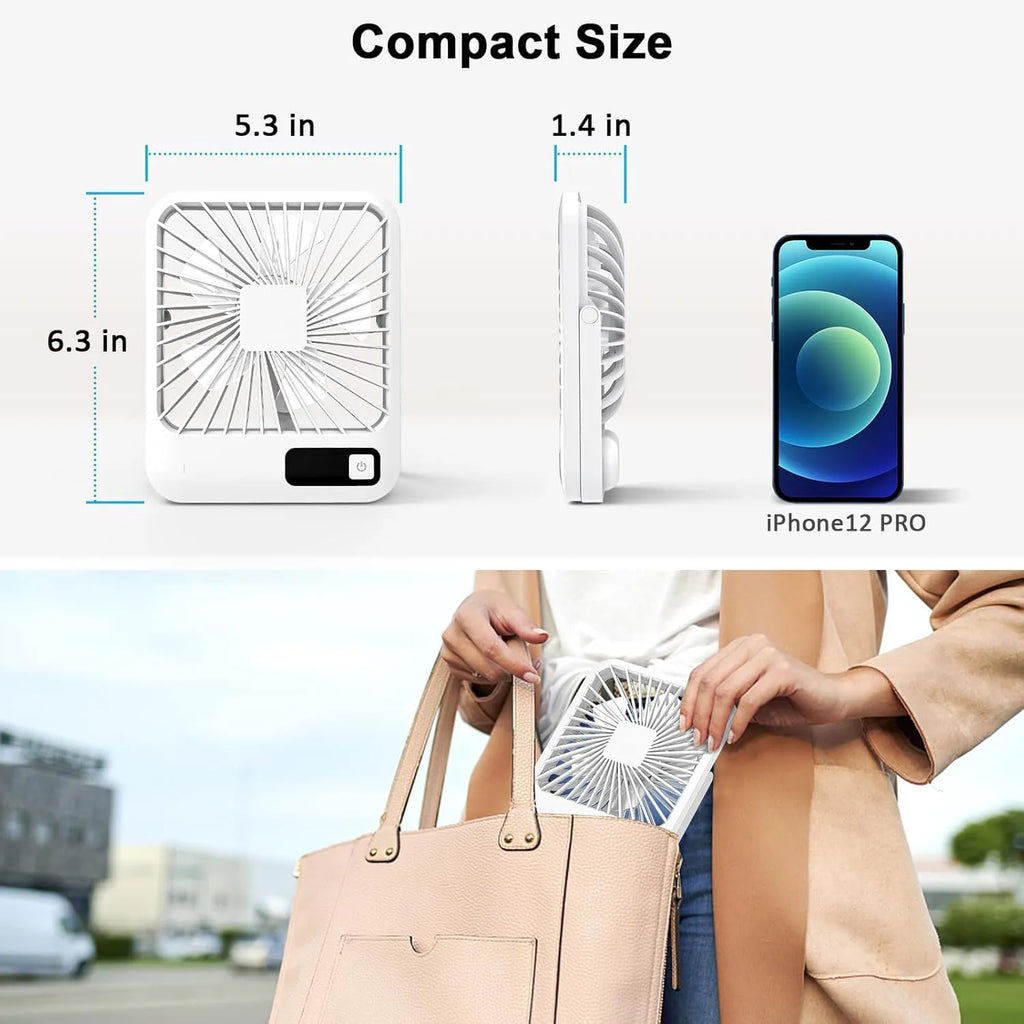Table Fan Battery Rechargeable, 2000mAh 180° Foldable Portable Personal Fan With Power Display Ultra Quiet Suitable for Home