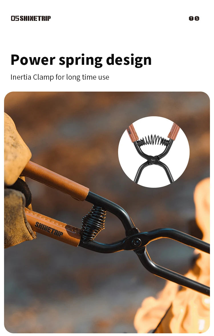 ShineTrip New Outdoor Camping Fire Poker Thickened anti-scald carbon steel fire poker Picnic BBQ lightweight portable