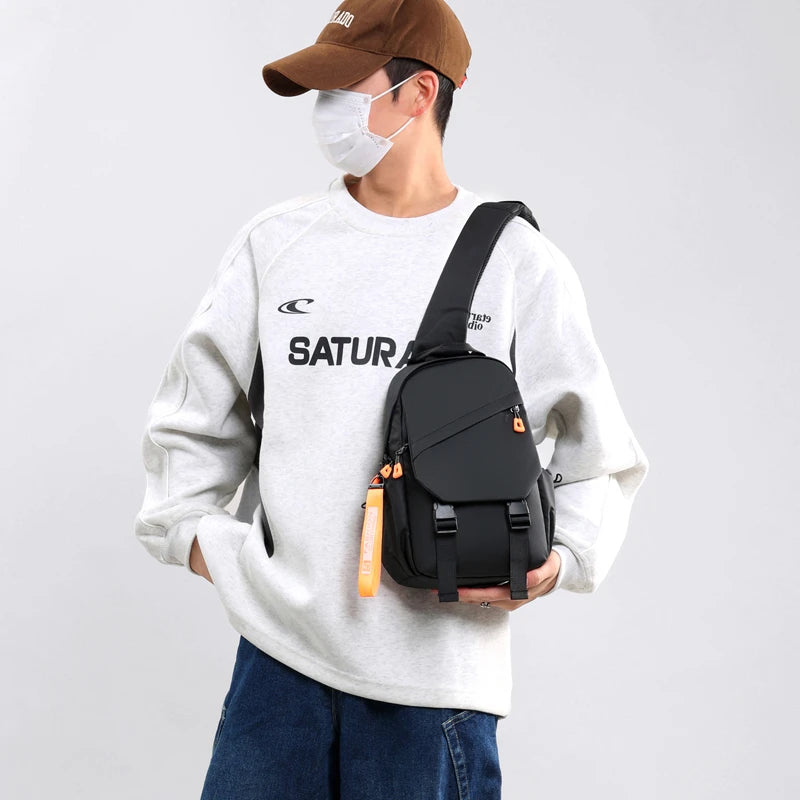Waterproof Nylon Crossbody Bag - Men's Chest Sling Backpack, Compact Shoulder Messenger Bag, Travel & Outdoor Hiking Pack