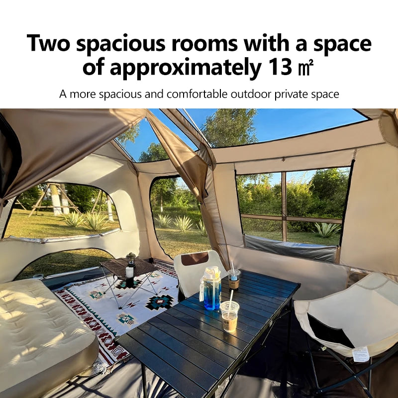 Large Camping Tent 3-8 Person Quick Setup Double Hall Ridge