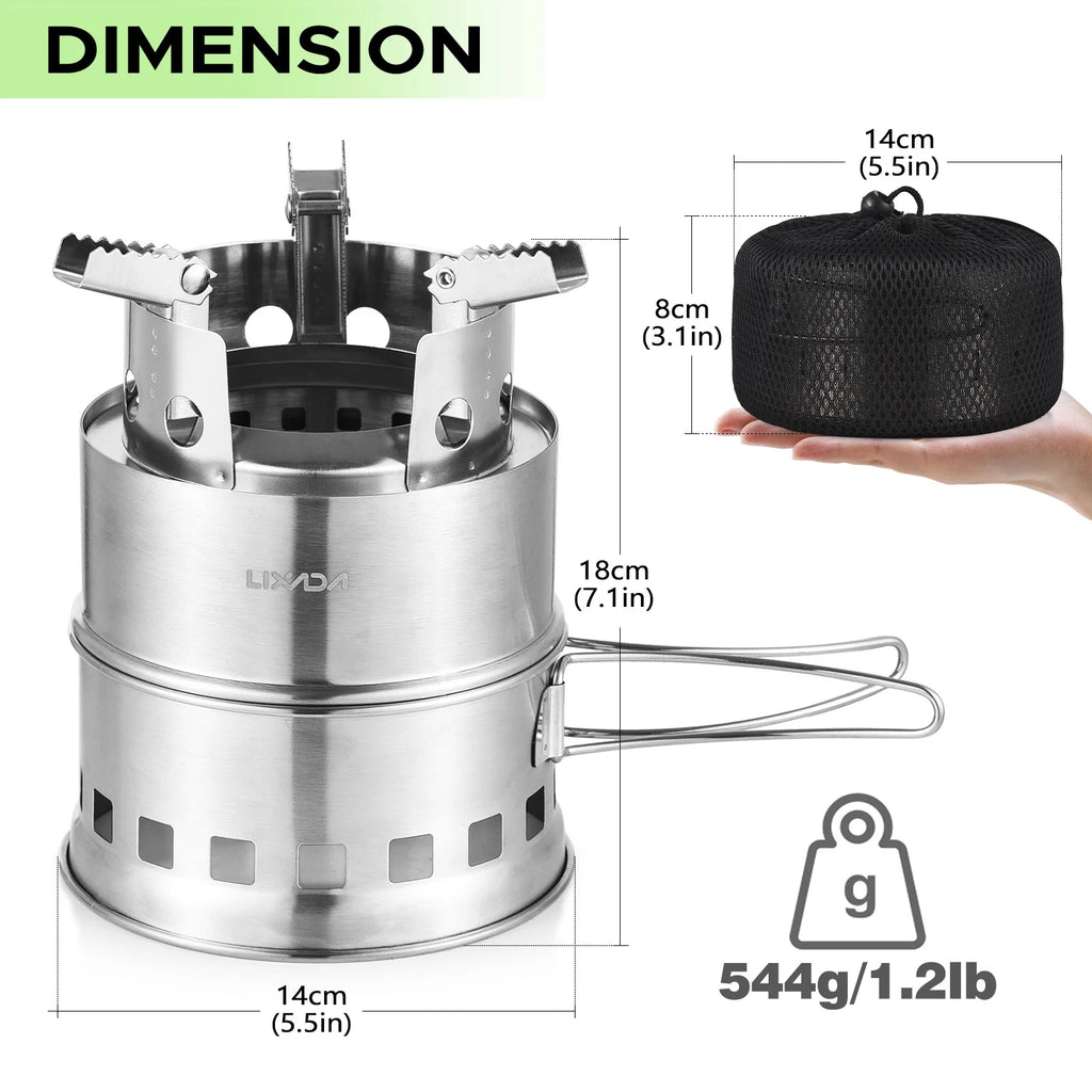 Portable Camping Stove Alcohol Wood Burning Survival Stove for Outdoor Backpacking Picnics and BBQs Small Dual Fuel Camp Stove