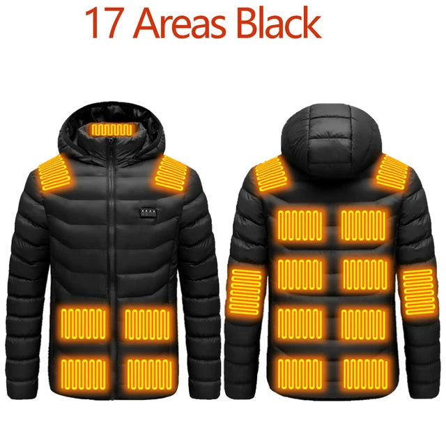 Men Heated Jacket USB Winter Outdoor Electric Heating male bobojaco Warm Sprots Thermal Coat Clothing Heatable men's parka