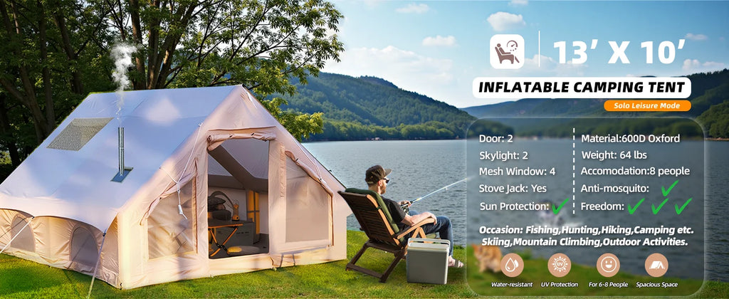 129 Sqft Large inflatable tent with Tarp,8 Person