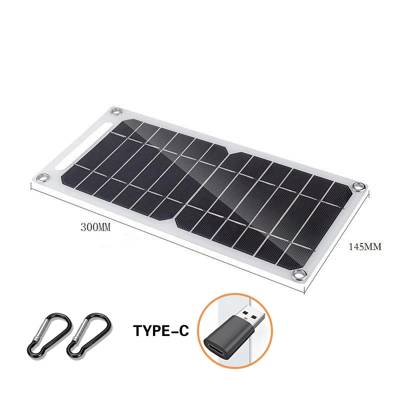 Solar Panel 30W  USB Type-C Waterproof Outdoor Hiking Camping Portable Battery Mobile Phone Charging Bank  Charging Panel  6.8V