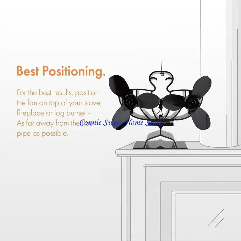 LXAF Double Head Fireplaces Fan Quiet Operate Heat Powered Stove Fan for Wood Burners Efficient Heat Distribution