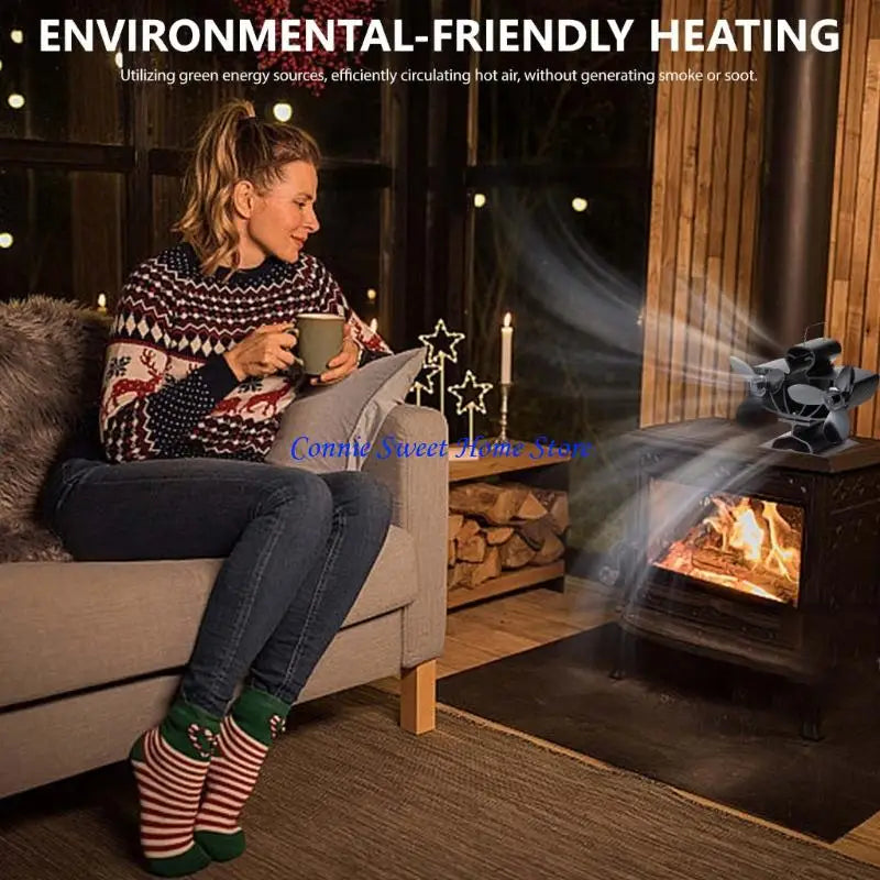 LXAF Double Head Fireplaces Fan Quiet Operate Heat Powered Stove Fan for Wood Burners Efficient Heat Distribution