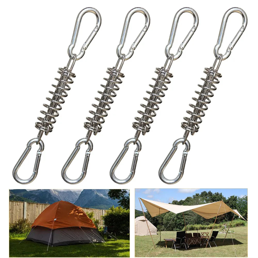 4/6Pcs Tent Tensioner Camping Deck Pegs with Carabiner Clips