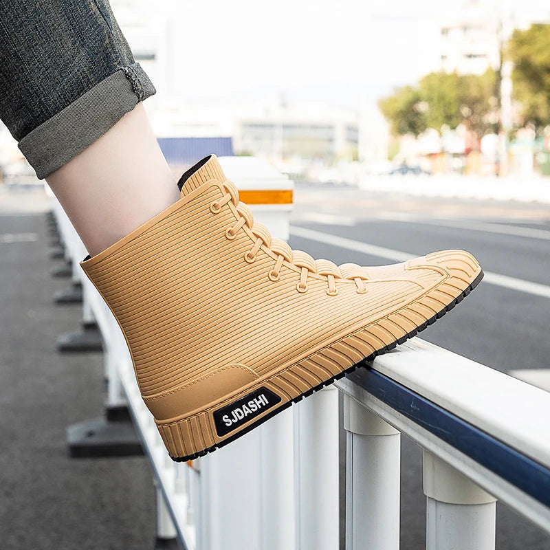 Rain BootsSummer Casual Mid-calf Waterproof Shoes Winter Lining With Fleece Warm Anti-slip Wear-resistant Outdoor