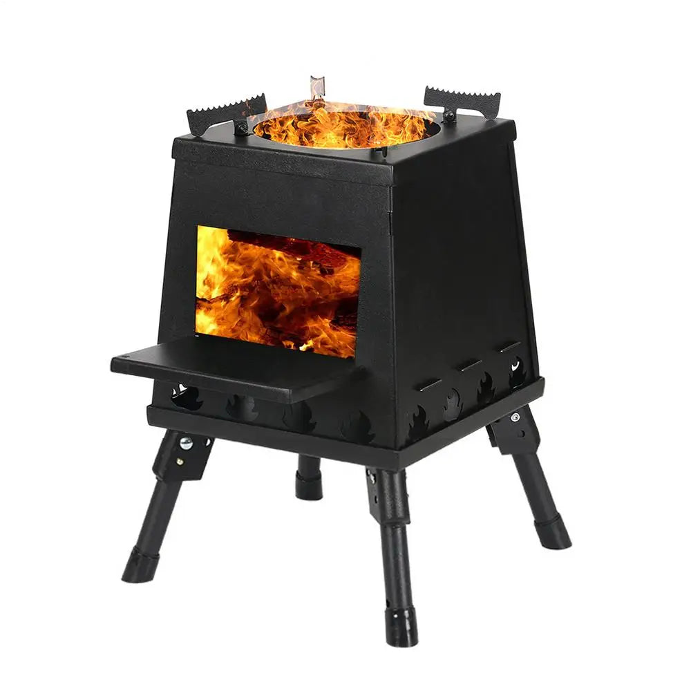Camping Wood Stove Portable Foldable Firewood Burning Stove BBQ Grill Picnic Heating Cooking Grill For Camping accessories