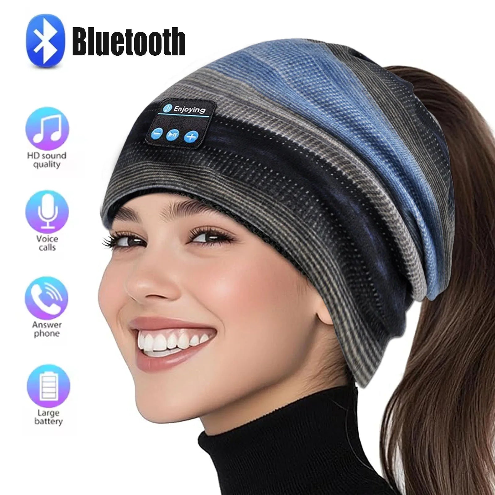 Bluetooth Wireless Headphones Sports Hat Soft Comfortable Sleeping Music Headsets Autumn Cap Handsfree Call Earphone With Mic