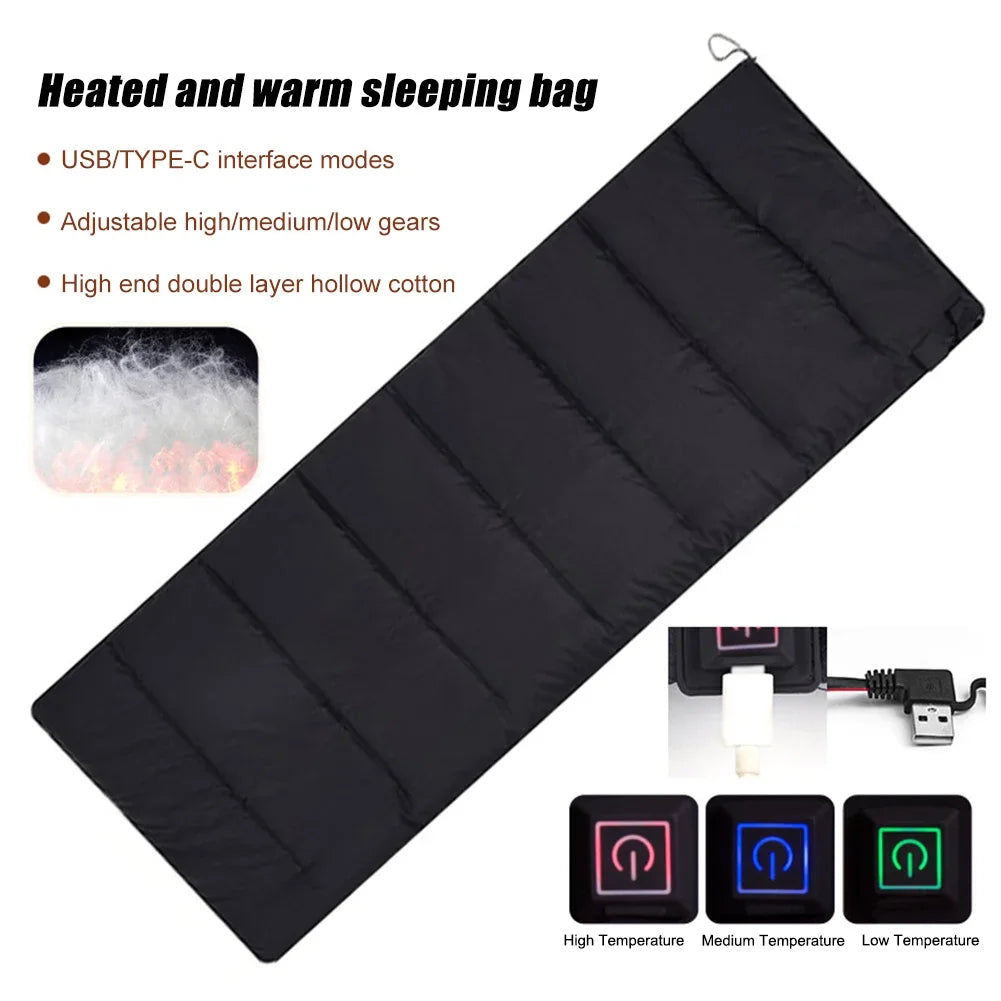 USB Heated Winter Camping Sleeping Bag
