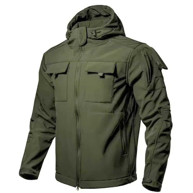 Men's Winter Autumn Fleece Sharkskin Waterproof Tactical Military Camping Hiking Jackets Climbing Hunting Coats Combat Pants