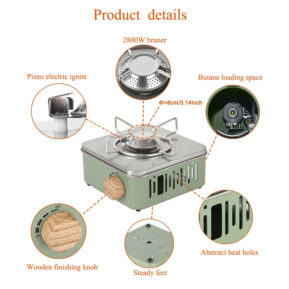 Camping Gas Stove 2800W High Firepower Portable Cassette Furnace Outdoor Gas Burner Picnic Camp