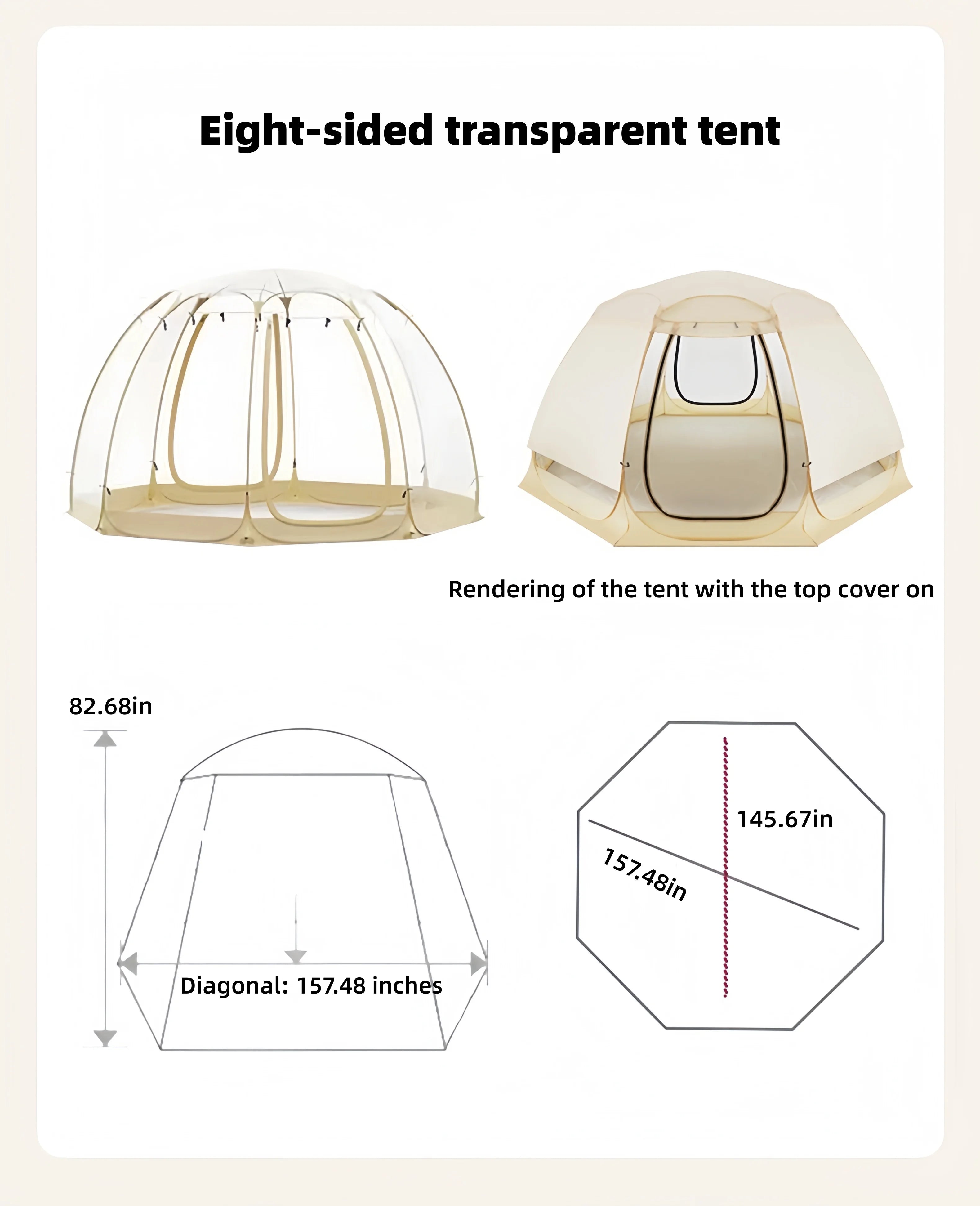 Window Outdoor Sun Room Tents Transparent Camping Tent 4-8 Person Star Dome Tent Portable Spherical Tents 360 Degree Panoramic