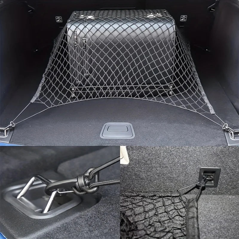Stretchable Trunk Cargo Storage Net with Hooks for Car