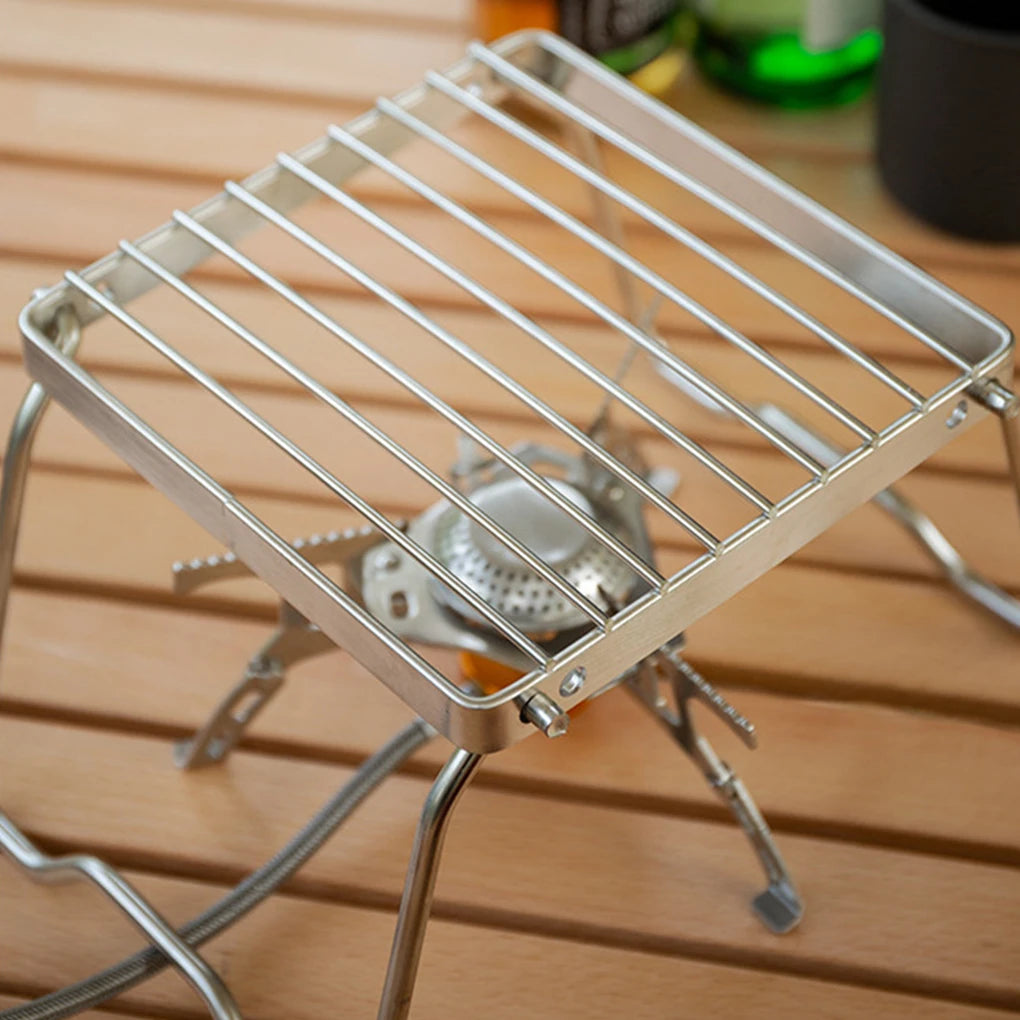 KIQUNE Camping cookware Multifunctional Folding Campfire Grill Portable Stainless Steel Camping Grill Grate Gas Stove Stand