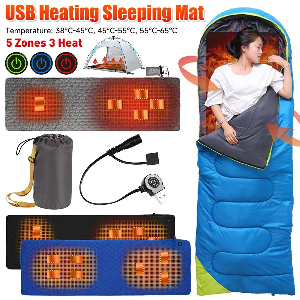 USB Heated Winter Camping Sleeping Bag
