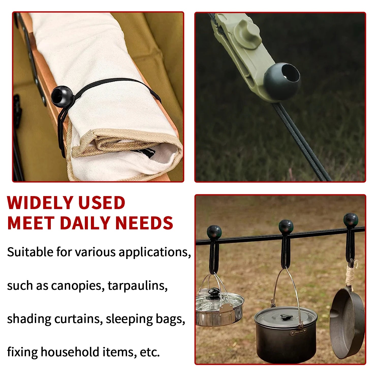 5PCS Ball Bungee Cord Heavy for Tarp Tie Down