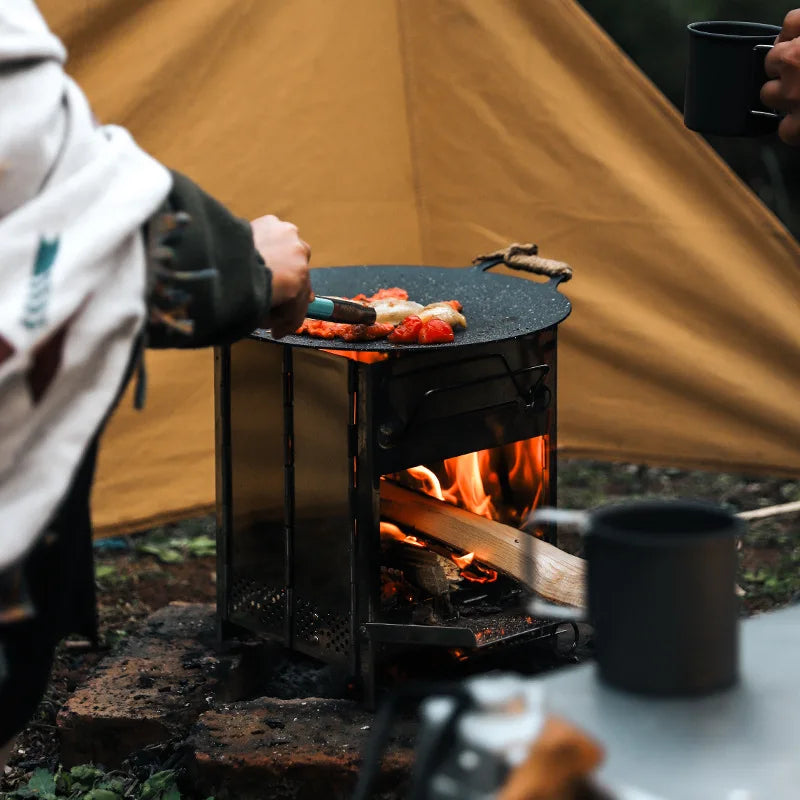 Camping Wood Burning Stove Portable Folding Camp Stove Collapsible Stove Campfire Stove for Outdoor Cooking Picnic Hiking BBQ