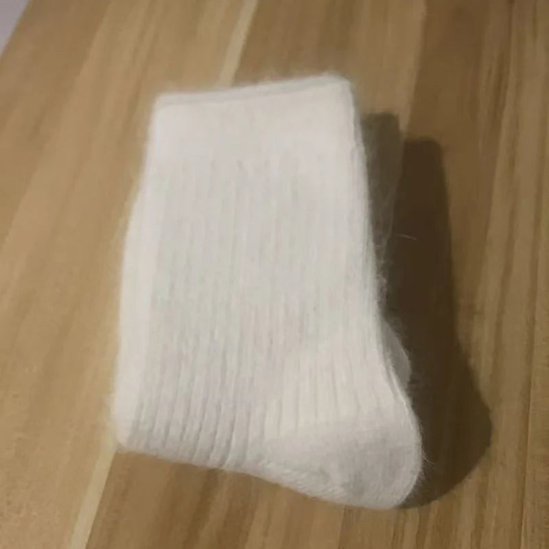 Wool Socks for Women Autumn Winter Medium Tube Socks Thickened With Wool Warm Rabbit Hair Socks Winter Black Cashmere Stockings