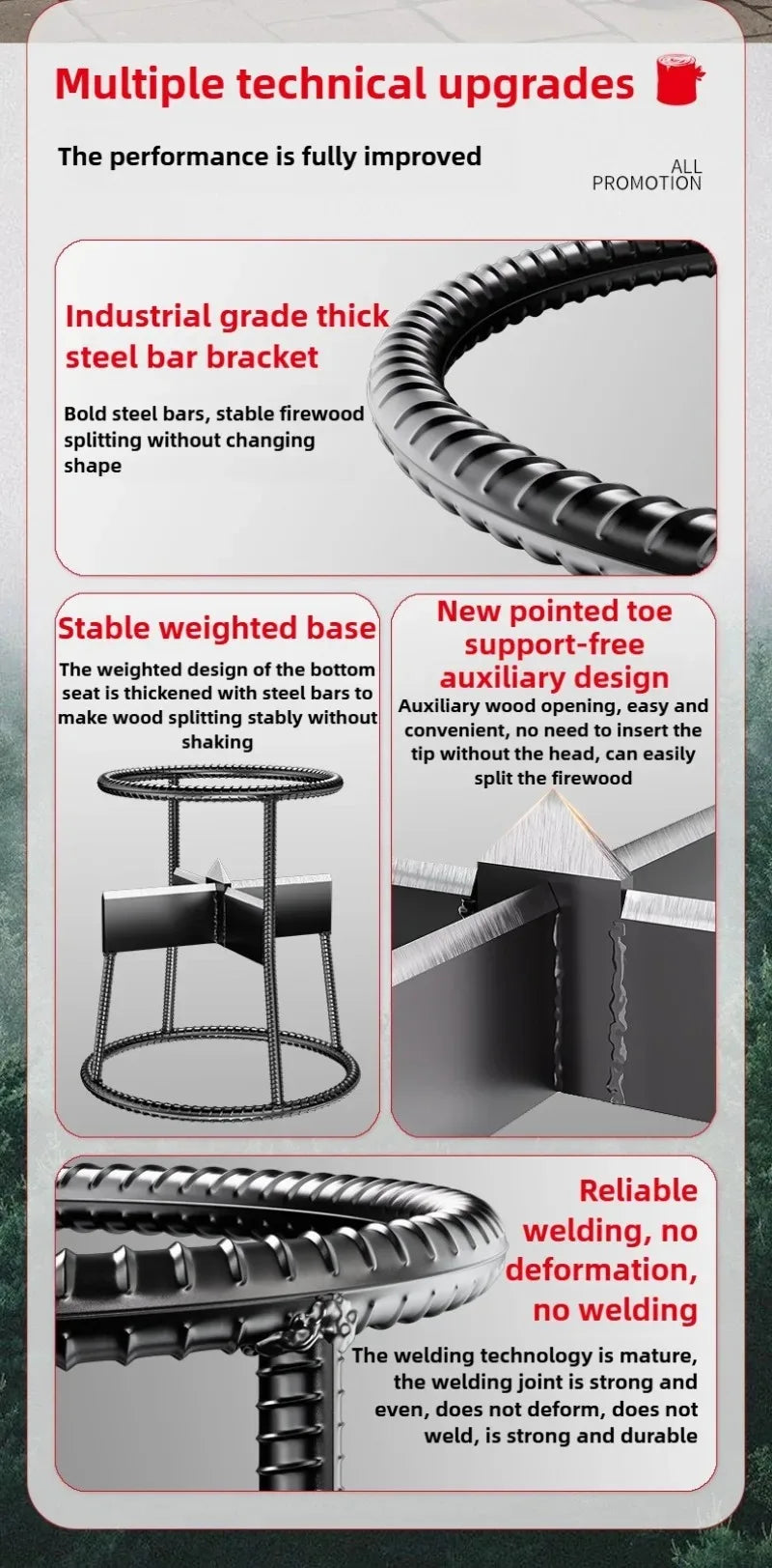 Manual Wood Splitter Logging Equipment Firewood Divider Metal Wood Chopping Machine Cutting Tool Wooden Split Garden Accessories