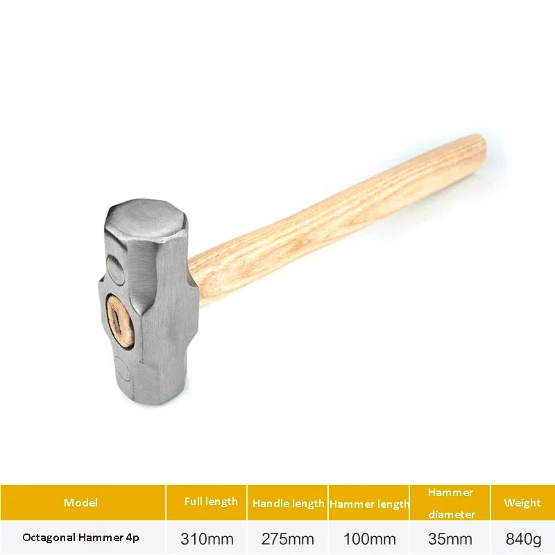 1pcs Heavy Duty Wooden Handle Sledge Hammer High Carbon Steel Octagon Hammer Square Head Big Hammer Masonry Hammer