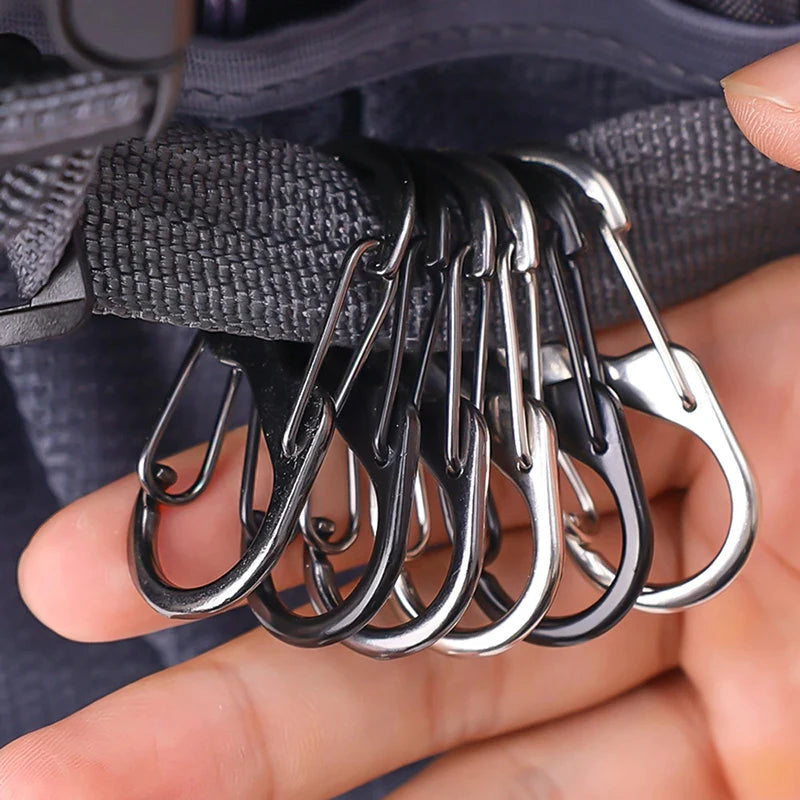 5PCS Tactical S Type Carabiner Camping Equipment Anti-Theft Aluminium Alloy Carabiner Mini Keychain Hook Hiking Backpack Buckle